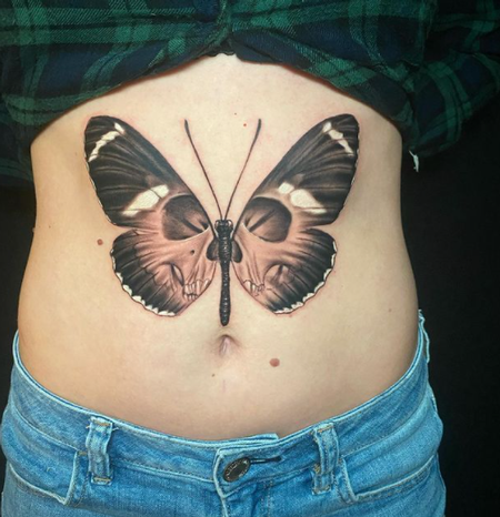 Body Part Chest Tattoos for Women - Ryan Cumberledge Death Moth